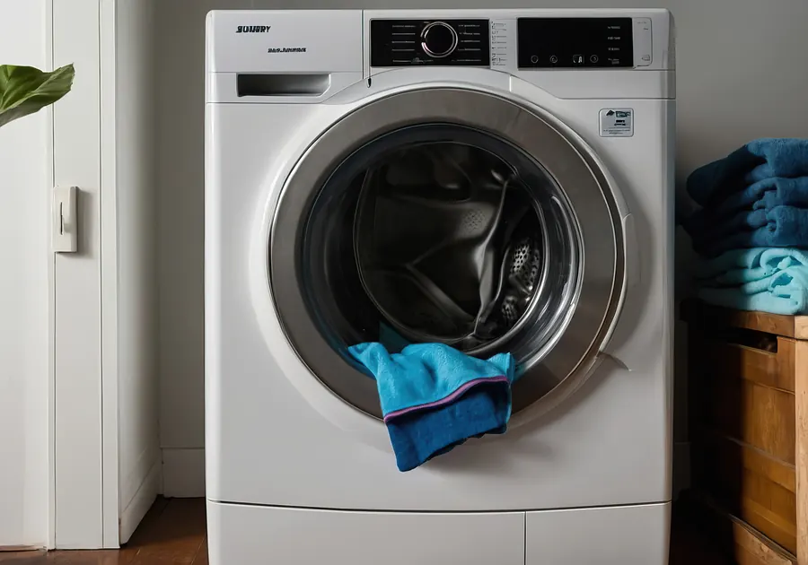 Front-load washing machine in a home laundry room